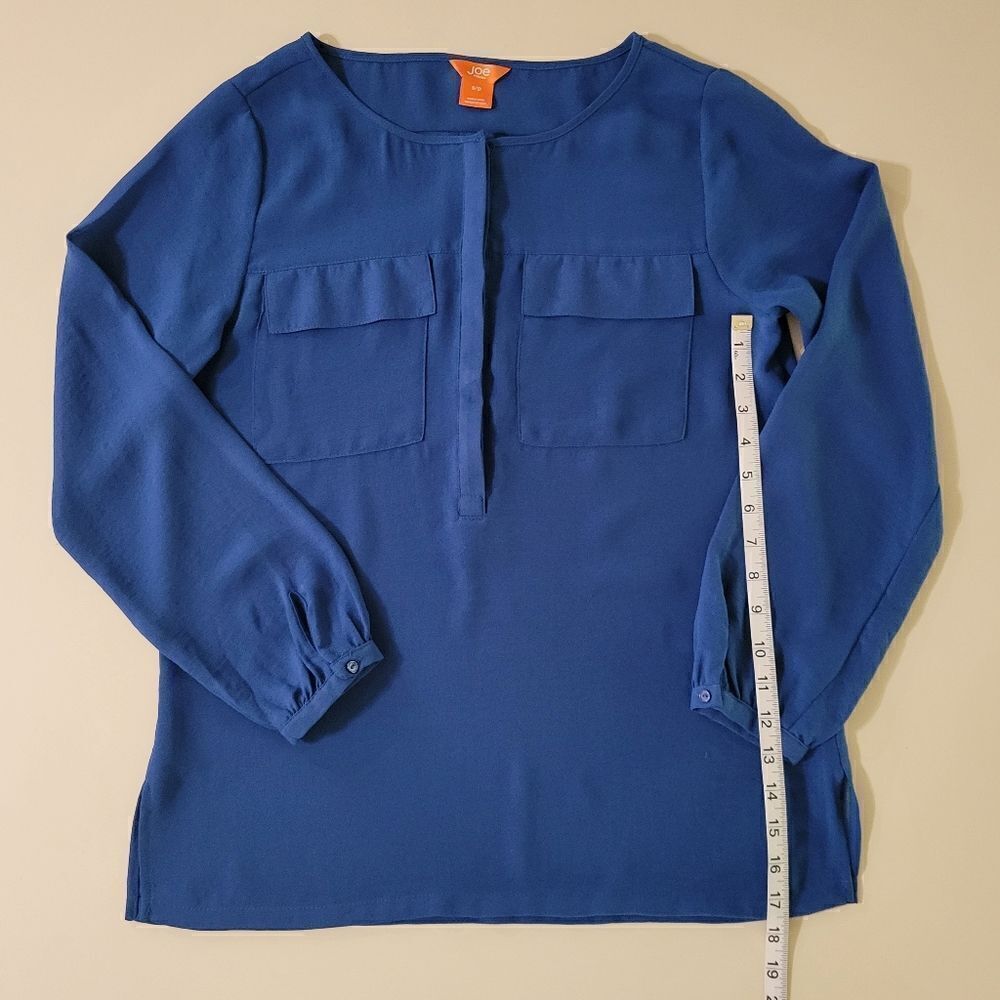 Joe Fresh Roundneck Henley Style Blue Blouse - Picture 5 of 11